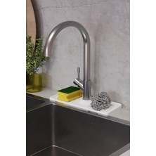 Braventa Collection Musluk Matı Elastik Silikon Mutfak ve Banyo Için Lavobo Su Tutucu Musluk ve Batarya Matı, Beyaz