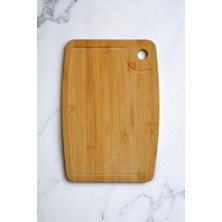 Braventa Collection New- Golden Bambu Serisi 32X22 cm Oluklu Antibakteriel Yıkanabilir Bambu Doğrama Tahtası