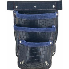 PremiumPort Lacivert Deri Kroko Cepli Tekniker Çivi Önü Bel Çantası