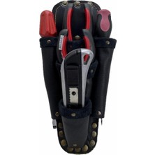 PremiumPort Siyah Hakiki Deri Elektrikçi Teknisyen Bel Çantası, Şık ve Dayanıklı Tasarım