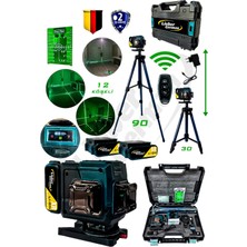 Lieber German Teknoloji 360° 2x Akülü Kumandalı 12 Köşe Tripodlu 65 Metre Mesafeli Hizalama Lazer Metre