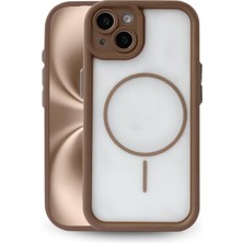 Vissona iPhone 15 Uyumlu Kamera Korumalı Magsafe Wireless Şarj Özellikli Mat Silikon Haki Renkli Silikon Tel