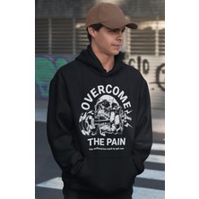 Sevbano Overcome The Pain Bodybuilding Fitness Baskılı Unisex Oversize Gym Sporcu Hoodie