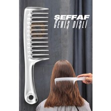 Geniş Dişli Kristal Şeffaf Masaj Etkili Saç Açma Tarağı