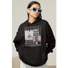 Sevbano Tasarım Bad Bunny Rapper Baskılı Unisex Oversize Şarkıcı Hoodie