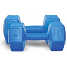 Feyza Design Mavi 8 kg x 2 Adet Fitness Dambıl Ağırlık Seti Plastik Halter Seti