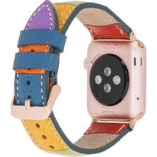 Eco Lounge Apple Watch Uyumlu Deri Kordon 42-44-45MM Gökkuşağı