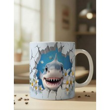 Nivra Grup Sevimli Köpek Balığı Temalı 3D Baskılı Porselen Kupa Bardak