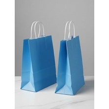 e ERTA Mavi Renkli Kraft Çanta 25X31 cm 20 Adet Hediye Poşeti , Hediye Paketi , Kraft Kağıt Çanta