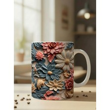 Nivra Grup Çiçek Desenli 3D Baskılı Porselen Kupa Bardak