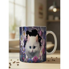 Nivra Grup Sevimli Kedi Temalı 3D Baskılı Porselen Kupa Bardak