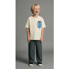 Lucco Paradise Baskılı Tshirt ve Çizgili Pantolon Takımı