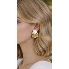 Seherden Minimal Taşlı Metal Küpe