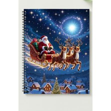 Black-One Noel Baba A5 Metal Spiralli Çizgisiz Kalın Bristol Kapak Noel Baba  Defter