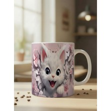Nivra Grup Sevimli Kedi Temalı 3D Baskılı Porselen Kupa Bardak