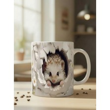 Nivra Grup Sevimli Kirpi Temalı 3D Baskılı Porselen Kupa Bardak