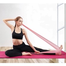 Feyza Design Kadın Pembe Pilates Bandı 150X15 Cm, Güç ve Esneklik Aracı
