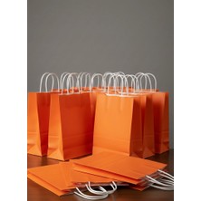 e ERTA Turuncu Renkli Kraft Çanta 25X31 cm 20 Adet Hediye Poşeti , Hediye Paketi , Kraft Kağıt Çanta