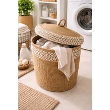 Efuliz Home Jüt Hasır Sepet, Banyo-Havlu-Çamaşır-Kirli Sepeti,el Dokunması,mutfak-Saksı-Oyuncak-Organizer Sepet