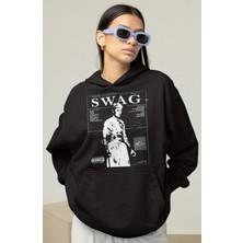 Sevbano Tasarım Justin Bieber Swag Baskılı Unisex Oversize Şarkıcı Hoodie