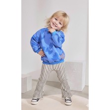 Lucco Çizgili Pantolon Mavi Lale Desenli Sweatshirt Ikili Takım