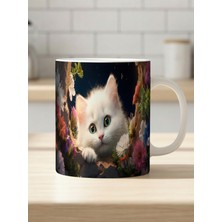 Nivra Grup Sevimli Kedi Temalı 3D Baskılı Porselen Kupa Bardak