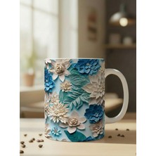 Nivra Grup Çiçek Desenli 3D Baskılı Porselen Kupa Bardak