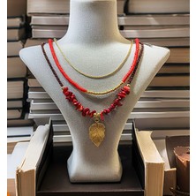 Şöhret Takı Aksesuar 3'lü Doğaltaş Paslanmaz Çelik Kolye