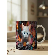 Nivra Grup Sevimli Kedi Temalı 3D Baskılı Porselen Kupa Bardak