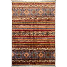 El Dokuma Orijinal Afgan Halı Horjin Desenli 4 Metre Kare Kök Boya