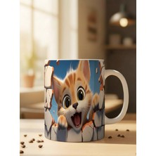 Nivra Grup Sevimli Kedi Temalı 3D Baskılı Porselen Kupa Bardak