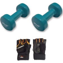 Feyza Design 4 kg Yeşil Dambıll ve Mavi Eldiven Seti, Spor ve Antrenman Malzemesi