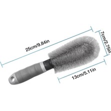 Gri Oto Jant Temizleme Fırçası – Ergonomik Saplı Lastik Jant Detay Temizliği Için Güçlü Kıllı Fırça