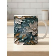 Nivra Grup Çiçek Desenli 3D Baskılı Porselen Kupa Bardak