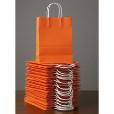 e ERTA Turuncu Renkli Kraft Çanta 25X31 cm 25 Adet Hediye Poşeti , Hediye Paketi , Kraft Kağıt Çanta