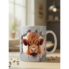 Nivra Grup Sevimli Yavru Dana Temalı 3D Baskılı Porselen Kupa Bardak