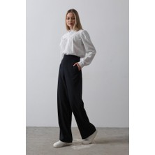 Etiler Collection Beli Yarım Lastikli Palazzo Pantolon - Lacivert