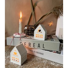 CasadiDuck Çukur Ev Şeklinde Tealight Mumluk 4’lü 10-8 cm