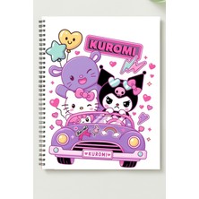 Black-One Kuromi A5 Metal Spiralli Çizgisiz Kalın Bristol Kapak Kuromi  Defter