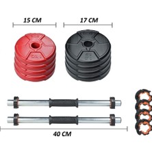 Feyza Design 11 kg Dambıl Seti Blackred 6 In 1 Çok Fonksiyonlu Fitness Seti
