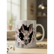 Nivra Grup Sevimli Geyik Temalı 3D Baskılı Porselen Kupa Bardak