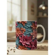 Nivra Grup Çiçek Desenli 3D Baskılı Porselen Kupa Bardak