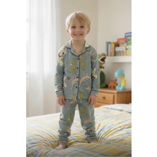 Flower Komik Dinazorlarla Baskılı Unısex Pijama Takımı