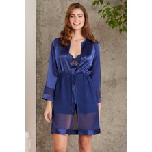 Pierre Cardin Saten Lacivert Dörtlü Gelin Çeyiz Seti 7035