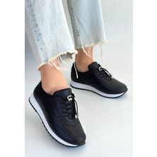 End Black Store Finna Siyah Cilt Bağcıklı Spor Ayakkabı