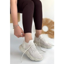 End Black Store Henta Bej Triko Bağcıklı Spor Ayakkabı