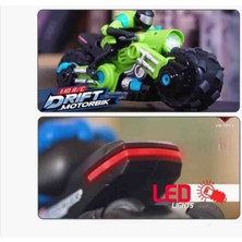 Vardem Uzaktan Kumandalı Şarjlı Akrobatik Drift Motosikleti - 360 Derece Dönüş - 2.4 Ghz - Yeşil