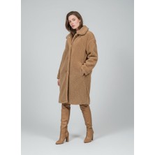 Luniva Atelier Collection Kadın Vizon Peluş Yumoş Kaban – Kalın, Sıcak, Yumuşak Dokulu