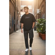 Strength Wear Hope Baskılı Oversize Pamuklu Siyah Erkek T-Shirt