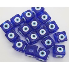 İğne İzi Küp Nazar Boncuğu 16X16 mm (20ADET ) Lacivert Nazar Boncuğu